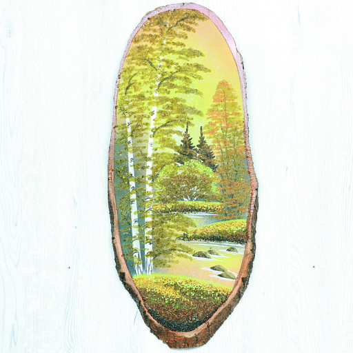 14160964 - Картина на спиле дерева закат в лесу 60 см осень