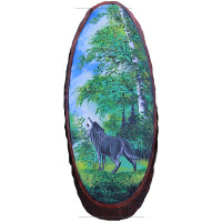 14163031 - Спил дерева анималистика, Волк, лето