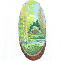 14160461 - Картина на спиле дерева русские березы 35 см осень.