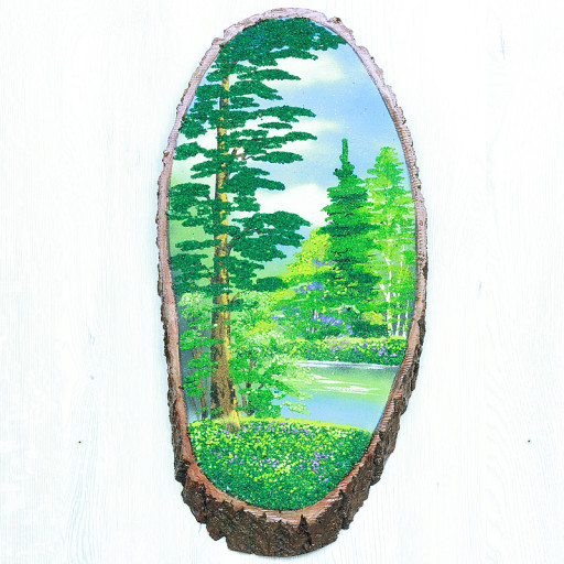 14160832 - Картина на спиле дерева вековые сосны 55 см лето