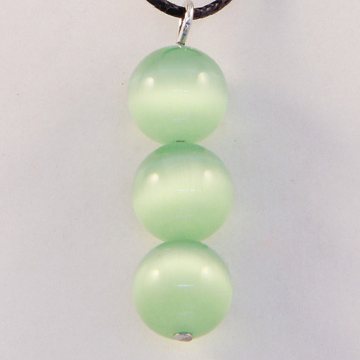 420044 - Подвеска три шарика светло-зеленый кошачий глаз