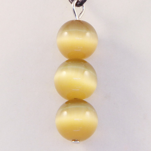 420045 - Подвеска три шарика коричневый кошачий глаз