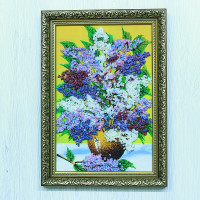 14155105 - Натюрморт сирень А4, фон - желтый