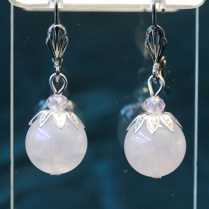 431004 - Серьги шарик из розового кварца