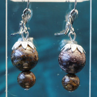 431051 - Серьги ягодка из бронзонита