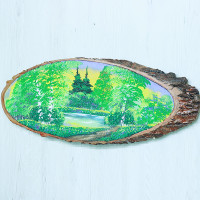 14161044 - Картина на спиле дерева закат в лесу 65 см лето