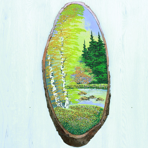 14161064 - Картина на спиле дерева закат в лесу 65 см осень