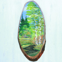 14161067 - Картина на спиле дерева лесная тропинка 65 см осень
