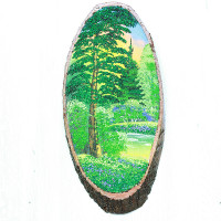 14160634 - Картина на спиле дерева закат в лесу 45 см лето.