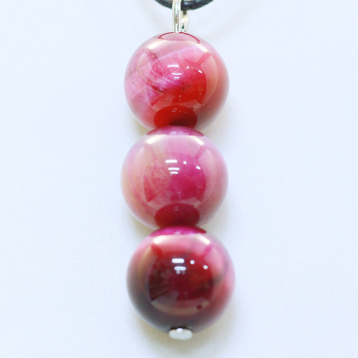 421107 - Подвеска три шарика 10 мм Канзаши фиолетовый