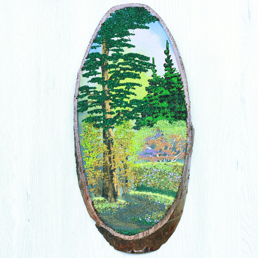 14160568 - Картина на спиле дерева извилистая тропинка 40 см осень.